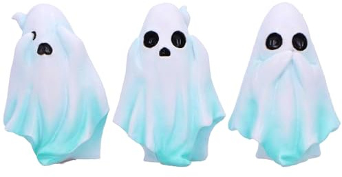 Nemesis Now Three Wise Ghosts Figurine Set - Hear No Evil, See No Evil, Speak No Evil Statues, Hand-Painted Gothic Halloween Decor, Cute Spooky Ghost Decor for Home, Shelf, or Office Display, 7.5cm