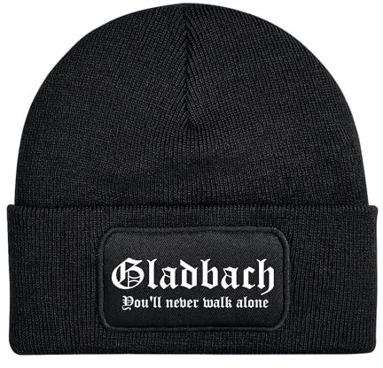 UGLYSHIRT Gladbach Never Walk Alone Mütze | Strickmütze – Fußball Fan Szene Mönchengladbach NRW Niederrhein Unisex Wintermütze | Patch Beanie