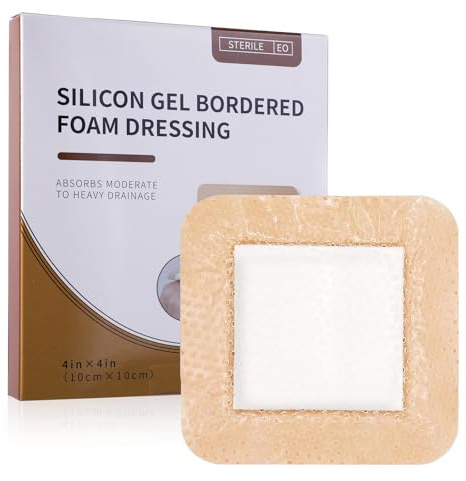 Silicone Foam Dressing with Border 10x10 cm Adhesive Waterproof Silicone Wound Bandage 5 Pcs