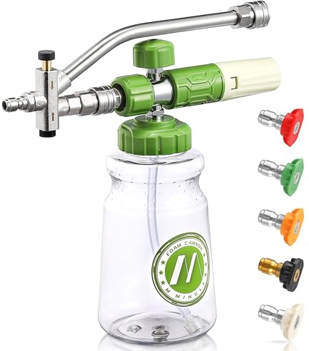M MINGLE Foam Cannon for Pressure Washer with Dual-Connector Tool - Dual Lance Pressure Washer Wand for Adjustable Soap Cannon - M22 and 1/4 Quick Connect - 3600 PSI