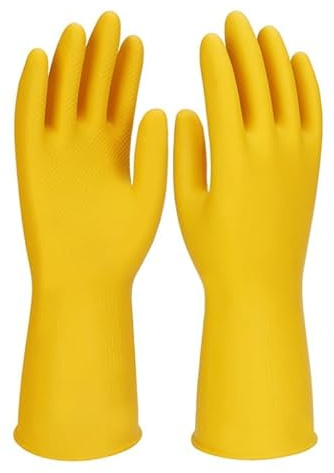 LifgWas Wiederverwendbare Haushaltshandschuhe Langarm 31 cm Gelb für Küche und Reinigung, Spülhandschuhe wasserdicht mit Anti-Rutsch Griff, Gartenarbeit, Autowäsche und Haustierpflege