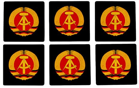 speecheese 6er Set Untersetzer aus Holz DDR Staatswappen Mit DDR-Motiv | für Ostalgie-Fans ideal als Ost-Geschenk