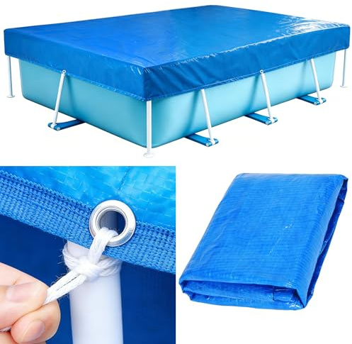 224 × 154 cm Copertura per Piscina Rettangolare, Copertura Piscina Blu, Telo Coperturas Piscinas Pieghevole, Telo Copri Piscinas Rettangolare per Piscine Rettangolare All'aperto (224 × 154 cm)