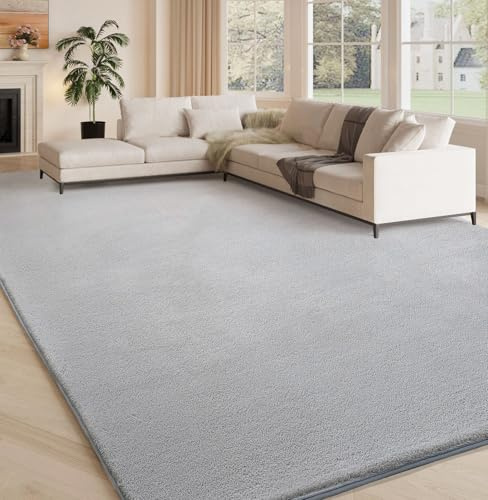 Yuanlne Teppich Wohnzimmer 160x230cm, Waschbarer Kinderzimmer Mädchen Junge Schlafzimmer Grau Carpet Gegend Kurzflor Flauschig Rutschmatte (Hellgrau, 160x230)