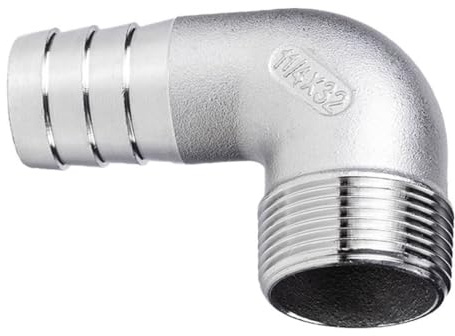 PAJPXPCD Stainless Steel Cast Pipe Fitting, 1pcs 90°Elbow, 20mm 25mm 32mm 38mm 40mm Hose X 3/4 1 1-1/2 1-1/4 2 Male 304 Stainless Steel 90 Degree Elbow Pipe Fitting(1 1/2 32MM)