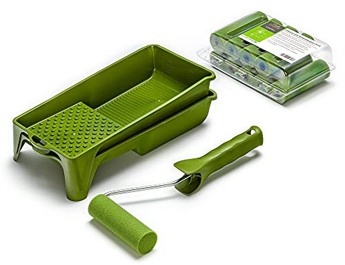 Lackier Set 10 x Lackierwalze superfein 11cm gerade + 2 Farbwannen + 1 Bügel Lackset Maler Set