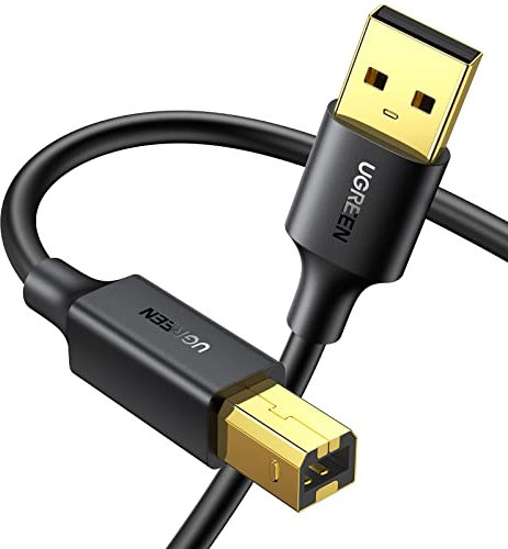 UGREEN Cable Impresora USB A 2.0 a Tipo B para HP Epson Brother Canon Lexmark, Escáner, Fax (5 Metros)