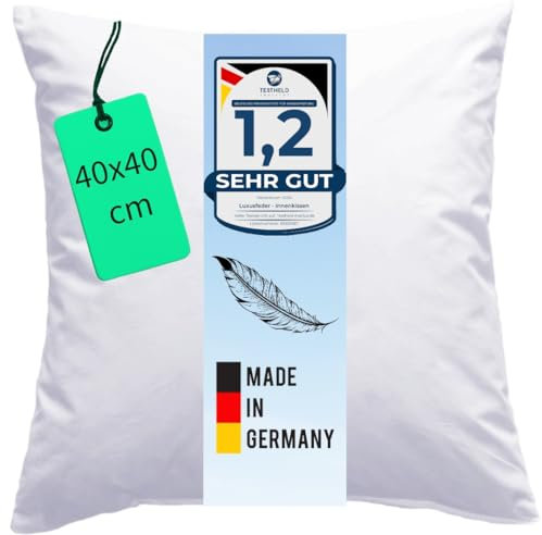 Luxusfeder Sofakissen 40x40 cm Feder Füllung 350g - Bezug 100% Baumwolle - Federkissen - Kissenfüllung - Kisseninlett - Innenkissen - Öko-Tex