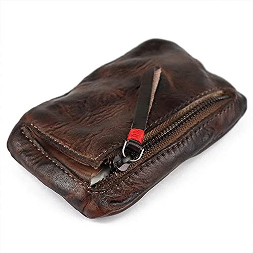 SAHROO Vintage Hommes en Cuir Mini Porte-Monnaie Porte-Cartes Porte-Monnaie Embrayage Mâle Court Fermeture éClair Sac de Changement