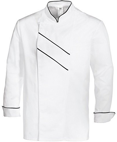 BP Gourmet 1538-400-2132 Kochjacke - Langarm - Mit Lüftungsschlitzen - Normale Passform - Größe: 58 - Farbe: weiß/schwarz