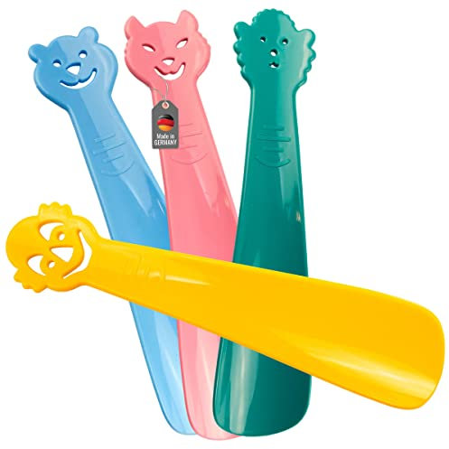 Lantelme Enfants Chausse-Pieds Ensemble 4 pièces en Plastique en Vert Bleu Jaune Rose 3108