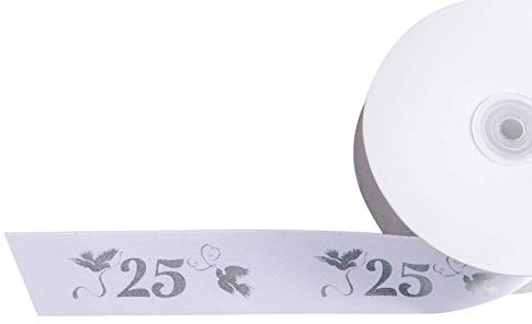 Schleifenband 25, Silberhochzeit, 10 Meter x 4 cm