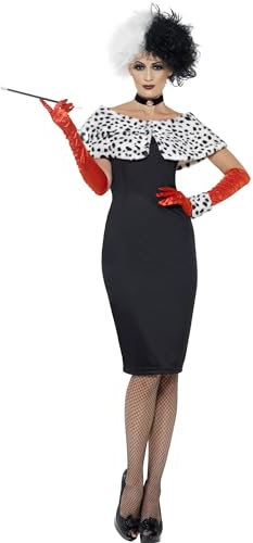 Smiffys Böse Madame Kostüm, Kleid mit Handschuhen, Shrug, Manschetten und Choker