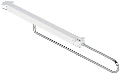 Gedotec Metall Kleiderbügelhalter ausziehbar Kleiderbügel-Auszug für Unterboden & Fachboden - Comfort | Garderoben-Auszug 450 mm | Stahl weiß - verchromt | 1 Stück - Garderoben-Halter Kleider-Schrank