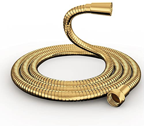 Acefy Goldner Duschschlauch 1,5m Qualitäts Brauseschlauch mit Knickschutz Gold Duschschlauch Edelstahl für Handbrause Duschbrause Standard Anschluss