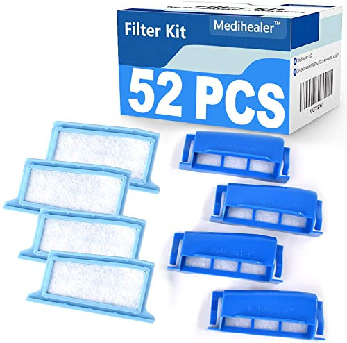 Medihealer cpap filter 52 packungen kompatibel mit philips respironics, dreamstatio: 26 schaum + 26 ultra-fein- montage filter in wiederverwendbare rahmen-kit-pollen & hypoallergen, replacet liefert