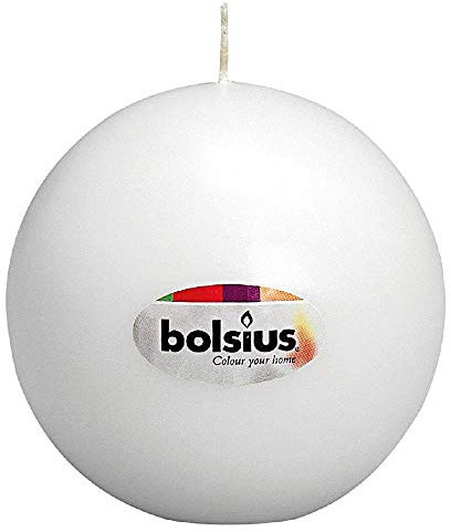 Bolsius Kugelkerze, getaucht, Ø 7cm, weiß, unparfümiert