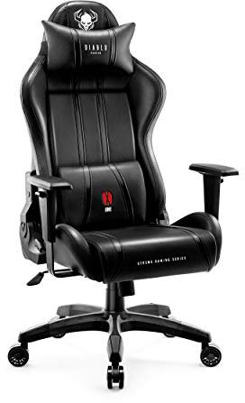 Diablo X-One 2.0 Gaming Stuhl Bürostuhl Schreibtischstuhl Verstellbare Armlehnen Ergonomisches Design Nacken/-Lendenkissen Schwarz King (XL)