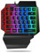 Teclado RGB para juegos con una sola mano, con cable USB, letras arcoíris brillantes, teclado de una sola mano con soporte para reposamuñecas, teclas multimedia, teclado ergonómico retroiluminado de