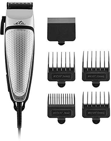 ETA Haar- und Bartschneider Ted mit 4 wechselbare Kammaufsätze - 3, 6, 9, 12 mm, Silber