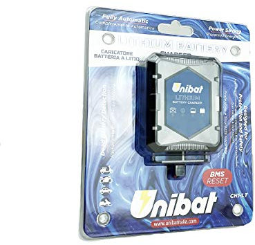 Carica Batterie al Litio Unibat specifico per Moto Auto Barche Quad - Funzione BMS Reset