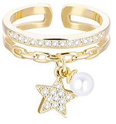 JinHan Bague en Forme de Poire, Bague Tendance pour Femme, Bague Riche en oxyde de Zirconium, matériau hypoallergénique réglable, Cadeau d'anniversaire pour Fille