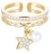 JinHan Bague étoile poire, bague femme, bague fille, bague tendance, riche en oxyde de zirconium, matériau hypoallergénique réglable, cadeau d'anniversaire pour fille, argent/or rose/or, Métal,