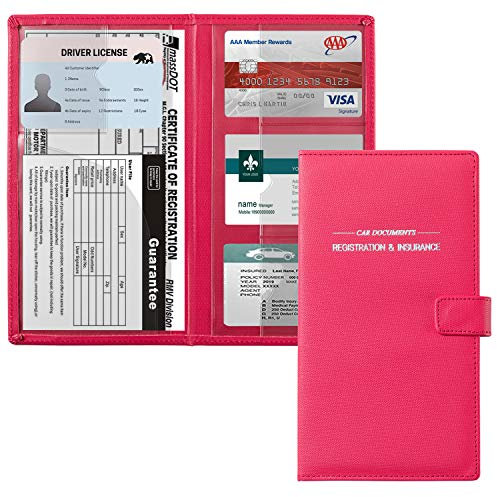 GNEGNI Porte-documents en cuir pour carte grise et d'assurance de voiture, camion – Porte-documents avec fermeture magnétique pour permis de conduire, cartes et documents essentiels