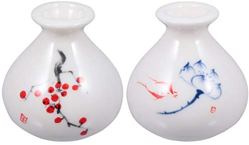 EXCEART 2 Pièces Petit Blanc en Céramique Vase Chinois Style Élégant Fleur Décorative Vase Usine d'air Titulaire Plante D'intérieur Pots Hydroponique Contenant des Plantes pour La Maison