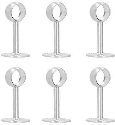Tissting Staffa di Montaggio a Soffitto per Tende, Supporto in Acciaio Inox per Asta Tende con 3 Fori Fissi, 6Pcs per Casa Camera da Letto Soggiorno