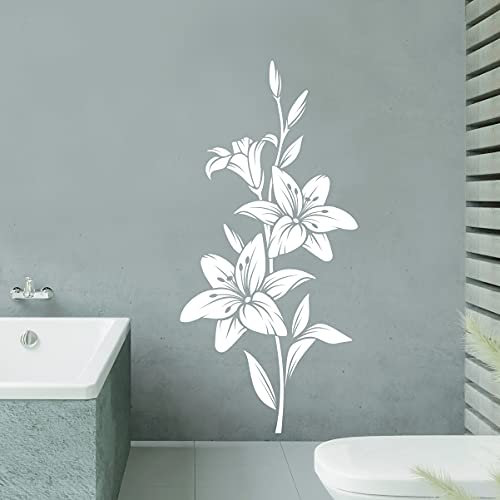 tjapalo® vr11 Flur Wandtattoo Blumenranke weiß Dekoration Wandaufkleber Ranke Wandtattoo Wohnzimmer pflanzen und Gräser Wandtattoo pflanzen, Farbe: braun (kaffee), Größe: H80xB36cm