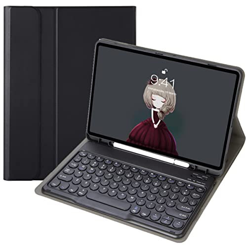 Keyboard Case Cover for iPad 9.7 (5th Generation 2017) & (6th Generation 2018), Wireless Bluetooth Keyboard & Faux Leather Folio Cover with Apple Pencil Slot