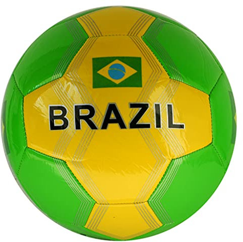 CUCUBA Soccer Ball, Size 5, Brazil Theme, Recreation Ball, Green/Yellow, for Adults