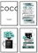 Postertech® Premium Poster Set | 4 Bilder als stilvolle Wanddeko | 4X DIN A4 | Rosen Paris Blumen Coco Spruch (Set Türkis Grau)