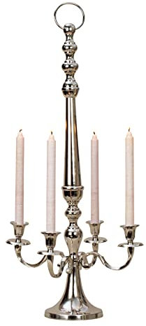 Kerzenständer 4-armig Kerzenleuchter Kandelaber zum Stellen und hängen aus Metall Silber Höhe 80 cm