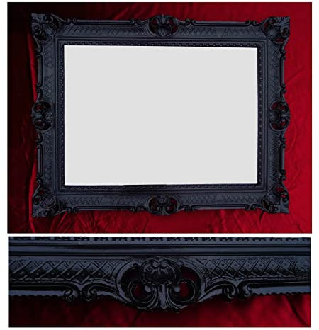 WANDSPIEGEL BAROCKSPIEGEL SPIEGEL IN GOLD SCHWARZ DUALCOLOR 90x70 cm ANTIK BAROCK ROKOKO SHABBY CHIC RENAISSANCE JUGENDSTIL RETRO DESIGN MIT ORNAMENTVERZIEHRUNGEN LUXURIÖS PRUNKVOLL (SCHWARZ) 58SP