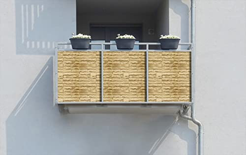 Wallario Balkonverkleidung, Sichtschutz, Windschutz, Meterware nach Maß - Motiv Steinwand gelb (Grundpreis: 27,95Eur/m)