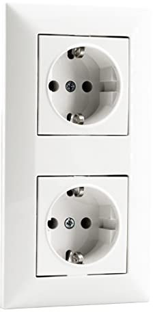 Bundle Meridian Schuko Doppelsteckdose Unterputz Steckdose inkl. 2-Fach Rahmen, Schukosteckdose für Unterputzdose inkl. Abdeckrahmen 2-Fach