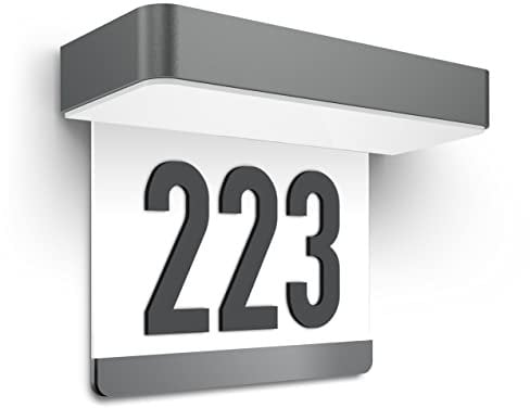 Steinel My Xsolar SOL-O HN, Solar Hausnummernschild Weiß, beleuchtete Hausnummer, erhabene Ziffern individuell wählbar