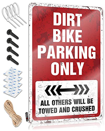 Garagendekoration für Männer Dirt Bike Parking Only Blechschild Tinsign Dekor Geschenk für Ehemann (Größe: 20 x 30 cm)
