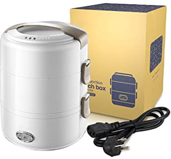JIAYING Fiambrera Eléctrica Multifuncional de 2000ML, Caja Bento Portátil de Gran Capacidad, Termo de Acero Inoxidable Al Vacío for Alimentos, Contenedor de Alimentos Aislado