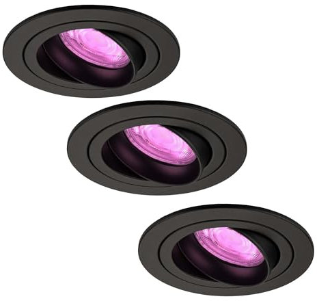 Ledvion - 3X SMART LED Einbaustrahler Tokyo, Schwarz, Dimmbar, Rund, RGBWW, 2 Jahre Garantie