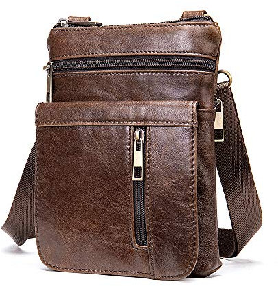 Handytasche zum Umhängen Herren Leder, Handy Umhängetasche Herren Wasserdicht, Vertikal Universal Crossbody Bag Handytasche mit Schultergurt Holster Tragetasche Kuriertasche Schultertasche Brieftasche