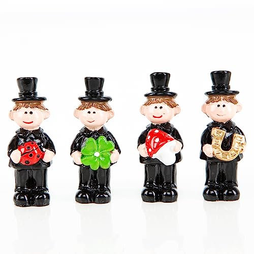 Logbuch-Verlag 4 Schornsteinfeger Figuren 5 cm Kaminkehrer mit Glückssymbolen Glücksbringer kleines Geschenk Glück