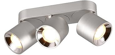 meineWunschleuchte Design Deckenstrahler Silber matt mit 3 runden Lampenschirmen