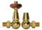 VANCOCO Traditional Corner Radiator Valves 1/2×15mm, Brass Thermostatic Radiator Valve, Cast Iron Antique Thermostat Radiator Thermostat TRV Pair with Solid Wood Handwheel (Polished Brass)