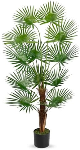 Hollyone Palmier artificiel d'intérieur avec 13 feuilles, 123 cm, faux palmier tropical décoratif en pot pour salon, chambre, cuisine, balcon, jardin, bureau
