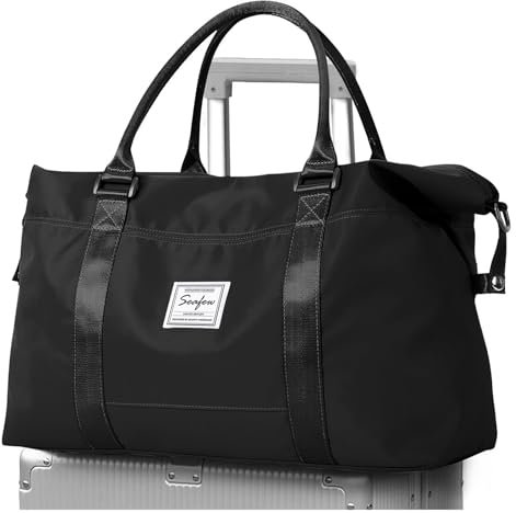 Reisetasche Damen Sporttasche 45x36x20 Easyjet Handgepäck Tasche Weekender Bag Schwimmtasche Wasserdicht Travel Duffle Bag Fitnesstasche Trainingstasche für Reise Gym A01-Schwarz