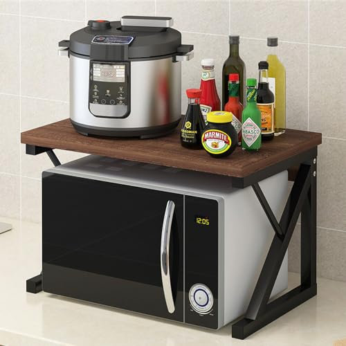 2-Tier Pot & Pan Rack, Dark Oak - Kitchen Counter Storage Organizer