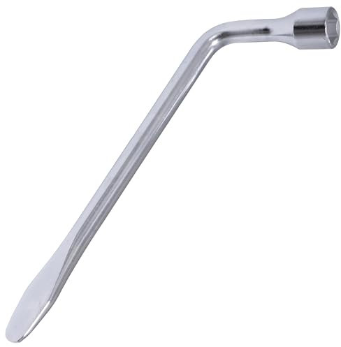 AERZETIX - C68473 - Llave de desmontaje rueda 19mm en ''L'' 295x95x28mm con 6 lados con manija destornillador plano - en acero Cr-V